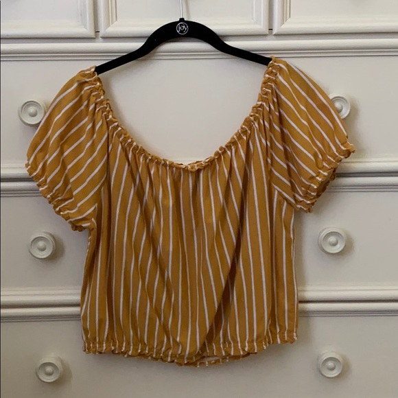 American Eagle Outfitters Tops - American Eagle Yellow Striped Crop Top